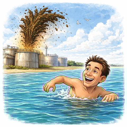 Mayor swims to calm public fears of sewage in ocean