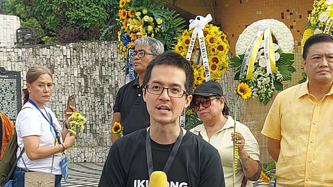 Political analyst Kiko Aquino Dee during the opening ceremony of the Trillion Peso March 3 at the EDSA People Power Monument along White Plains Avenue in Quezon City.