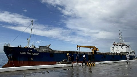 A CARGO vessel carrying at least 3,000 master cases of smuggled cigarettes remains docked at the Ensign Majini Pier of the Western Mindanao Naval Command following a successful maritime interdiction.