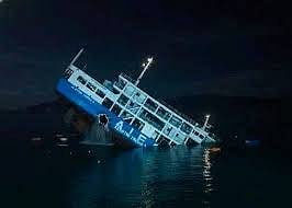 The half-sank MV Trisha Kerstin 3 in the waters of Basilan.