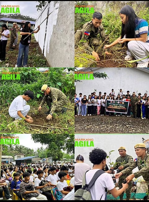 Ibona National High School learners team up with 703rd Infantry Brigade for mural painting and tree planting to mark the 40th EDSA Revolution.