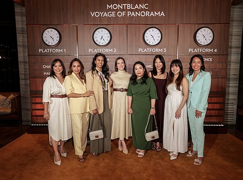 JACKIE Avecilla, head of Marketing at Rustan’s; Valerie Roque, senior brand manager of Montblanc Philippines; Juliana Tan, assistant marketing manager of Montblanc Southeast Asia; and Maika Bergamo, area sales manager of Montblanc Southeast Asia; Pearlyn Lim, regional marketing director, Montblanc South Asia; Samantha Tham, marketing and communications manager, Montblanc Southeast Asia; Tun Hui Wong, marketing executive, Monthblanc Southeast Asia; and Lana Vistan, division manager, Rustan’s Men’s and Fine Jewelry.