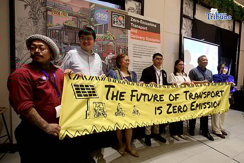 (February 27 2026) The Light Electric Vehicle users advocate industry representatives, transport workers, local government units and national agencies hold a banner as a symbol of their support toward advancing low carbon mobility during a panel discussion in Quezon City on Friday. February 27, 2026.  The Event explored the experiences, challenges key implementation issues, and future prospects of Light Electric vehicles. National Coordinator of 350 Pilipinas, a local network of volunteers supporting the Philippine climate movement, emphasized the importance of Climate action and collaboration among multi stakeholder. to work together.  He added that translating climate action into real change requires transforming the transport system toward sustainability , promoting clean air and moving away from dependence on fossil fuels. Photo/Analy Labor
