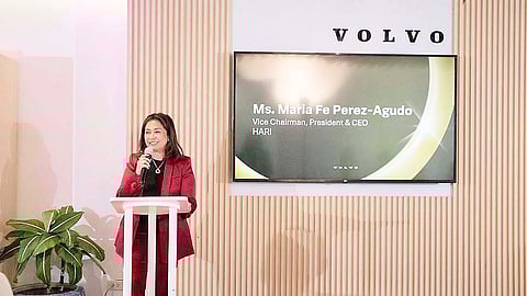 MARIA Fe Perez-Agudo, vice chairman, president and CEO of HARI, speaks during the Volvo Personal Service certification event.