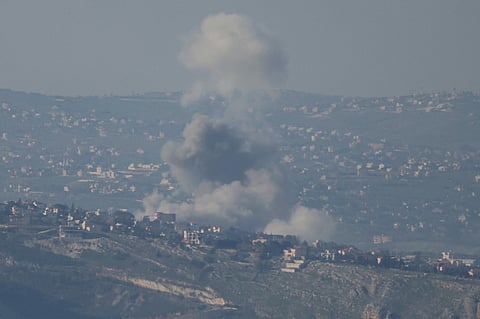 Smoke rises from the site of an Israeli airstrike in the southern Lebanese area of Deir Seryan on March 2, 2026, as Israel expands its campaign into Lebanon after Hezbollah launched rockets and drones toward Israeli territory amid a widening conflict sparked by U.S. and Israeli strikes on Iran’s leadership.