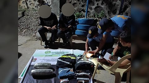 TWO male students from Quezon, Solano, Nueva Vizcaya, aged 18 and 21, were arrested during an interdiction operation in Poblacion, Sadanga, on 1 March.