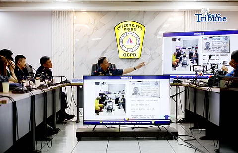 (March 04 2026) PBGen. Randy Glenn Silvio of the Quezon City Police District conducts a press conference regarding of their successful arrest of one of the suspects involved in the robbery hold-up at THRES HOLD Silver Accessories Shop in Brgy. Pasong Putik, Quezon City and the apprehend of three suspects involved in a theft incident (Basag Kotse) that occurred on February 25, 2026, along Katipunan Avenue, Brgy. Blue Ridge A, Quezon City. Held at Camp Karingal in Quezon City on March 4, 2026. Photo/Analy Labor 