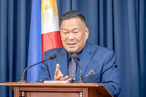 Senator JV Ejercito reports a conclusion of the second meeting for the Senate Committee mentioning that they cannot act yet on the cases not unless the committee has adopted to the rules on a press conference in Pasay City, Wednesday. According to Ejercito, there are some changes with the rules compared to the previous Congresses.| Aram Lascano, SPPA POOL 

