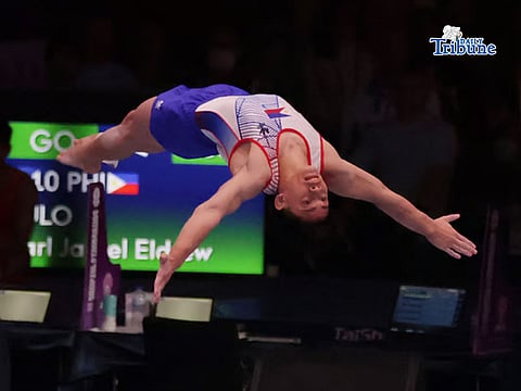 Karl Eldrew Yulo in ther final of men's floor exercise