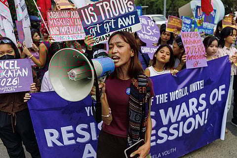 Members of Gabriela Youth storm the U.S. Embassy to condemn the U.S and Israel following their bombing of a girls’ school in Iran during a lightning rally in Manila on Friday, 6 March 2026.

The missile attack that hit a primary school in Minab, south of Iran, on 1 March, killed at least 165 students and wounded more than 100 others, according to reports from Iranian state media.