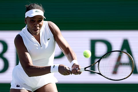 VENUS Williams gets the early boot after losing to French qualifier Diane Parry in the opening round of the Indian Wells Open women’s singles event. 