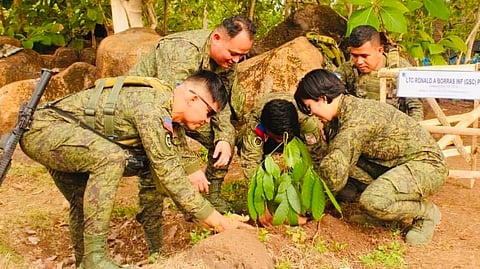 MEMBERS of the 1102nd Infantry 'Ganarul' Brigade launch a Simultaneous Tree Growing Activity in line with the 129th Philippine Army Founding Anniversary at Headquarters 1102Bde, Camp AKA, in Barangay Bual, Luuk, Sulu. The activity gathered Philippine Army personnel, local government representatives, and members of the community in support of the Philippine Army’s nationwide initiative to plant thousands of seedlings across the country.