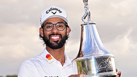 AKSHAY Bhatia celebrates after rallying past Daniel Berger in the playoff to rule the Arnold Palmer Invitational in Florida. 