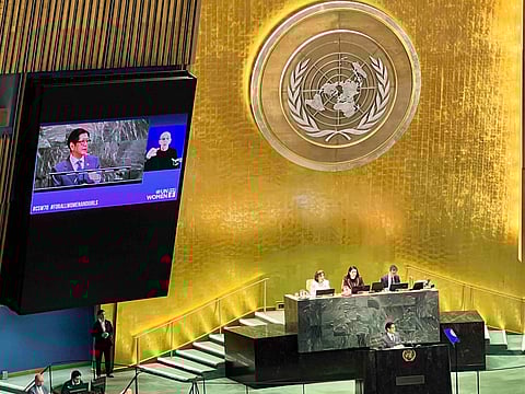 President Bongbong Marcos addresses the 70th session of the Commission on the Status of Women at the United Nations Headquarters in New York City, United States, on Monday, 9 March 2026 (US time).