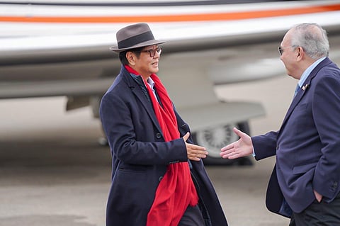 President Ferdinand Marcos Jr. was welcomed by Philippine Ambassador to the United States after he arrives at the Newmark Liberty International Airport on Sunday afternoon (US time).
