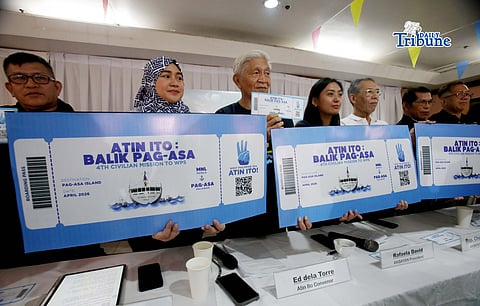 (March 12 2026)  Atin Ito, a broad civil society coalition composed of various civic groups and advocates, hold a press conference at the Philippine Rural Reconstruction Movement (PRRM) in Quezon City on March 12, 2026, to unveil their fourth mission, “Balik Pag-asa,” to deliver aid and support to Pag-asa Island in the Kalayaan Island Group (KIG) this April. Their mission is designed to contribute to addressing reports of Chinese espionage in the West Philippine Sea and to address rising oil prices that heavily impact Filipino fisherfolk and their communities. Photo/Analy Labor
