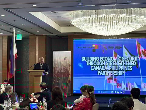Prof. Dindo Manhit, President of Stratbase Institute, highlights the Philippines’ growing role in the global stage during the conference “Building Economic Security through Strengthened Canada-Philippines Partnership” at Makati Shangri-La, Makati City. 