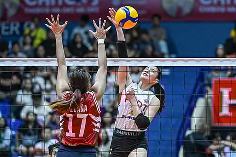 KIM Dy delivers in PLDT’s 23-25, 25-21, 25-19, 25-19 win over Choco Mucho in the PVL All-Filipino Conference on Saturday at the FilOil Playtime Centre in San Juan.