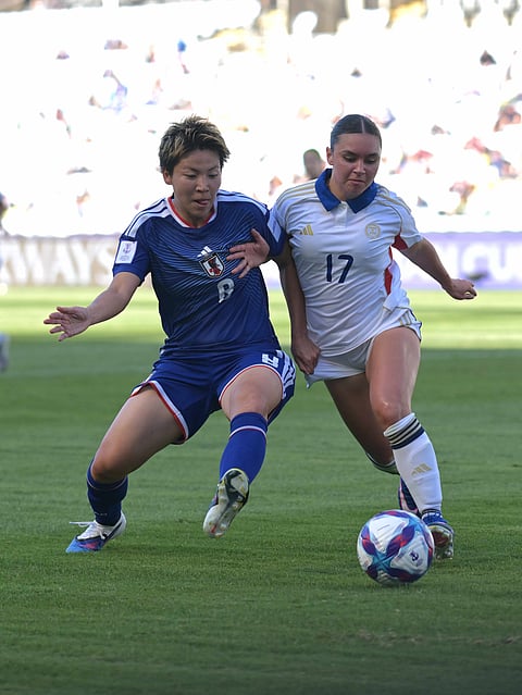 Ariana Markey (right) and the Filipinas fall to Japan, 7-0, in their Women’s Asian Cup match Sunday in Sydney, Australia.