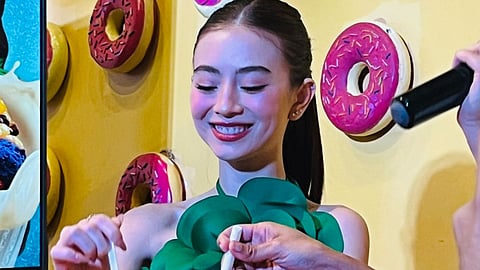 Fyang Smith enjoying halo-halo.