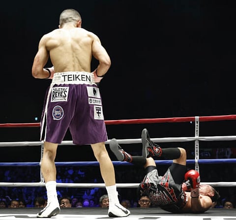 THE career of Filipino four-division legend Nonito Donaire — seen here being knocked down by Riku Masuda in Yokohama — has reached a sad end, according to Johnriel Casimero.  
