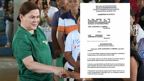 MANIFESTATION of Atty. Nathaniel Cabrera waiving his right to reply to the answer of Vice President Sara Duterte.
