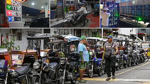 TRICYCLES are lined up roadside, as their drivers queue for their P5,000 aid from the government on Tuesday. As fuel prices at the pump soared, with some stations selling diesel at P100-plus per liter, analysts sounded the alarm bell over worsening inflation.