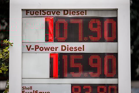 Gas stations use cardboard cutouts for their pricing displays as oil prices soar