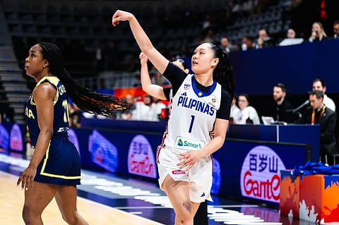 SUMAYAH Sugapong and the Gilas Pilipinas Women are celebrating their big 74-59 victory over Colombia in the FIBA World Cup Qualifying Tournament in France.    
