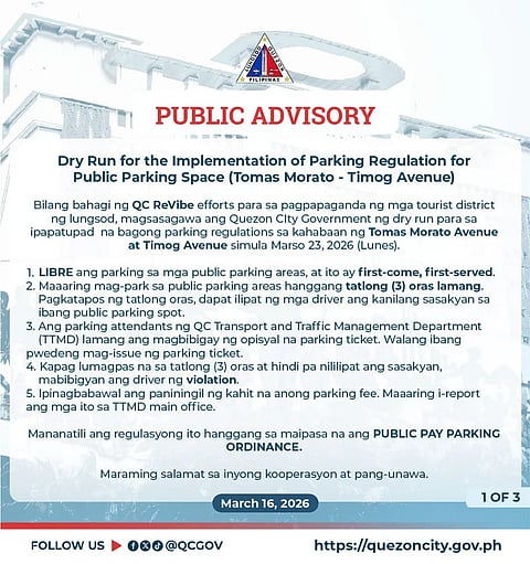 QC imposes temporary parking rules in busy areas
