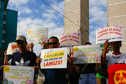 TRANSPORT  group Piston and its allies stage a strike at Welcome Rotonda in Quezon City on Thursday, demanding a fuel price rollback and the abolition of VAT and excise taxes on petroleum products.