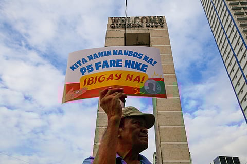 Transport group Piston and allies launch a nationwide strike at Welcome Rotonda in Quezon City on Thursday, 19 March 2026. Protesters are demanding a fuel price rollback and the abolition of VAT and excise tax on petroleum products. Similar protest actions are being held across the National Capital Region and other provinces.