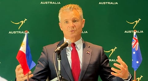 Australian Assistant Minister for Foreign Affairs and Trade Matt Thistlethwaite faces Filipino journalists during a press conference in Pasay City on Wednesday, 18 March.