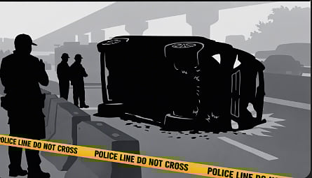 SUV overturns on Marcos Highway after driver falls asleep