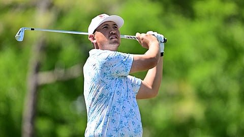 RICO Hoey plays his shot from the 15th tee during the first round of the Valspar Championship 2026 at Copperhead Course at Innisbrook Resort and Golf Club on Thursday in Palm Harbor, Florida.