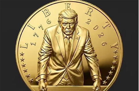 Gold coin features Trump
