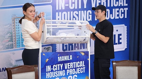 MANILA Mayor Francisco ‘Isko’ Moreno Domagoso and Vice Mayor Chi Atienza preside over the housing grand raffle for 100 beneficiary families of the In-City Vertical Housing Project.
