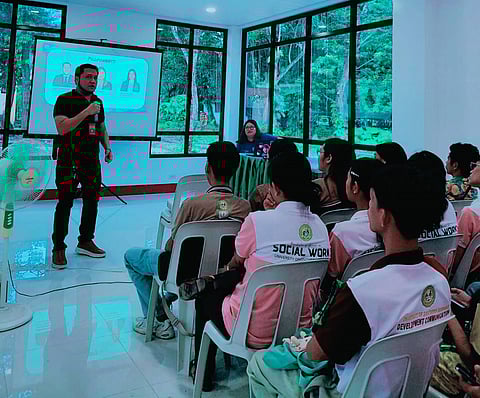ANDRENE Buctuan, Globe area operations head for North Cotabato and Maguindanao, speaks to Project Pastil workshop participants.