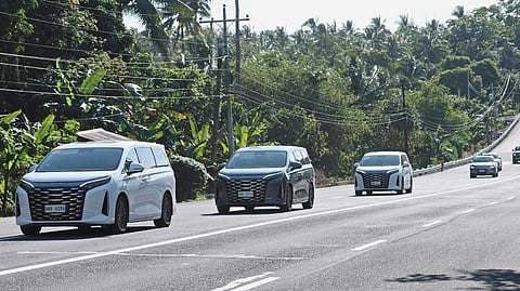 CONVOY of BYD DM-i models heads south across mixed road conditions.