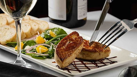 SEARED Foie Gras, served with fresh greens, citrus and balsamic glaze, is among the restaurant’s newest indulgent menu offerings.