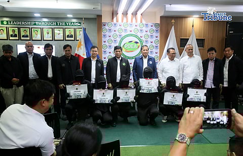 (March 23 2026) Philippine Drug Enforcement Agency (PDEA) Director General Isagani Nerez with Dangerous Drugs Board (DDB) Chairperson Secretary Oscar Valenzuela and other officials hand out monetary rewards to the 6 from 31 civilian informants during the Operation: Private Eye at the PDEA National Office in Quezon City on Monday, March 23, 2026. The PDEA rewards P7.4 million in cash incentives to 31 civilian informants nationwide, under Operation Private Eye (OPE) an intelligence-driven initiative that transforms ordinary citizens into vital partners in protecting communities from the threat of illegal drugs. Photo/Analy Labor