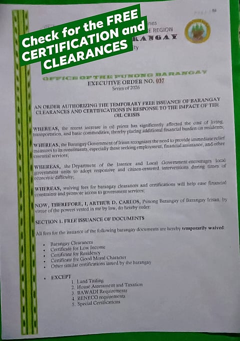 Courtesy of Barangay Irisan