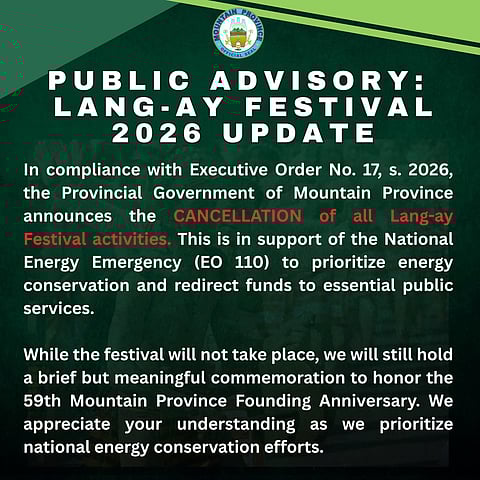 Mountain Province cancels Lang-ay festival over energy emergency
