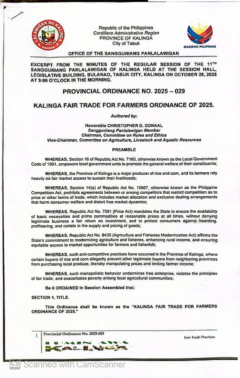 Kalinga enacts fair trade law to protect farmers
