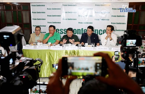 (March 26 2026) Partido Demokratiko Pilipino (PDP) panel consisting of Atty. Ferdie Topacio, Atty. Raul Lambino, Atty. Jing Paras, Atty. Jimmy Bondoc, and Atty. Manuelito Luna discusses the impeachment filed against Vice President Sara Duterte during a press conference at the Kamuning Bakery in Quezon City on Thursday, March 26, 2026. Photo/Analy Labor