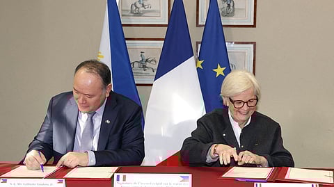 DEFENSE Secretary Gilberto Teodoro and French Minister Catherine Vautrin seal a pact in Paris, opening new ground for joint military exercises between two countries.