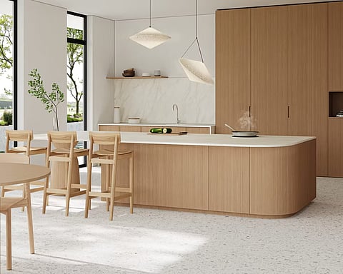 THIS kitchen of the future is a concealed induction system installed beneath a porcelain countertop, stripping the kitchen down to its visual essentials.