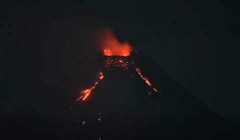 Screengrab from the DoST-Phivolcs Quick Response Team and the Mayon Volcano Observatory shows minor Strombolian activity at Mayon Volcano recorded at 12:30 a.m. and 06:46 a.m. on Sunday. The events generated ash clouds rising up to 500 meters before drifting southwest.