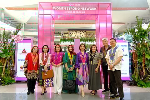 CELEBRATING women-led MSMEs: (From left) Irene Boey Lin Fong, chairperson of AWEN Singapore; Toukta Chounramany, Focal Point of AWEN Laos; Rhoda Caliwaran, chairperson of WomenBizPH, Maika Nurhayati, Focal Point of AWEN Indonesia; Baby Montemayor, Trustee of Women Biz PH Davao; Mylene Abiva, Trustee of WomenBizPH, Mr. Lin Fong and Russel Aldaba, SAVP for Marketing in Mindanao of SM Supermalls. 
