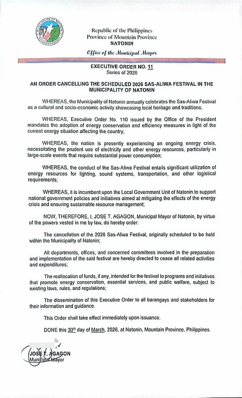 Mountain Province town skips festival amid energy crisis